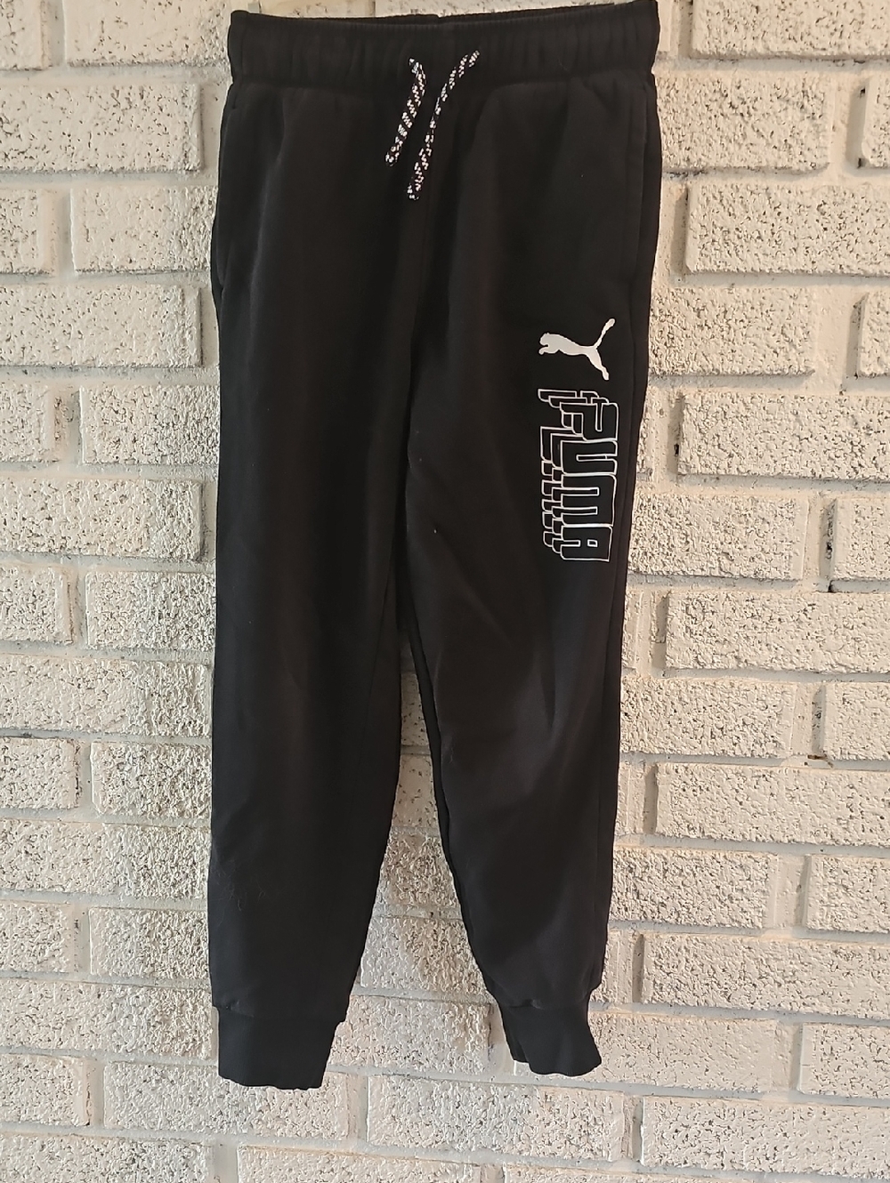 Puma Kids Black Jogger Sweatpants with White Logo